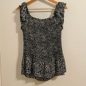 Cheetah Print Pleated Blouse